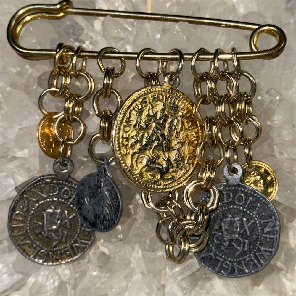 130. Vintage Coin Brooch with Safety Clasp